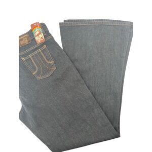 RUN & FLY Women's Bell Bottom Jeans Dark Wash Size 40" Flare Leg‎ Denim UK made